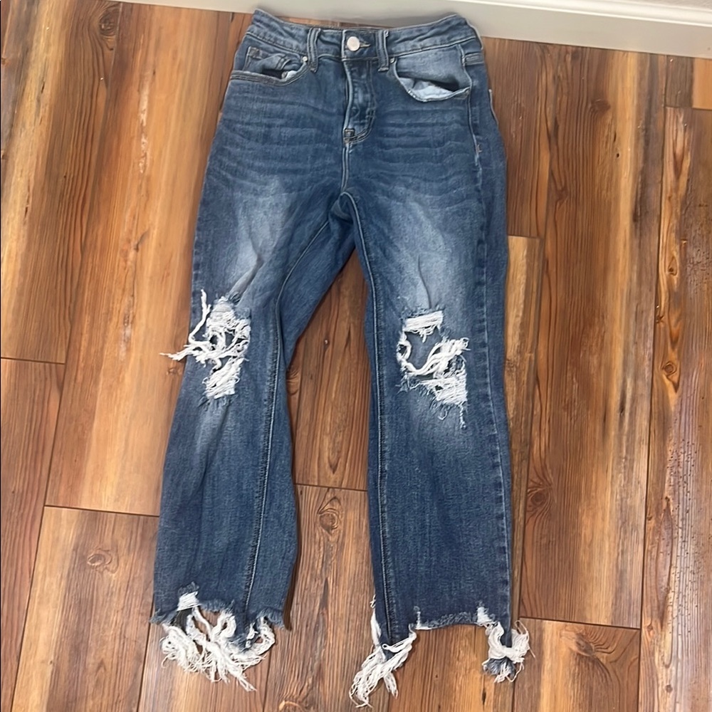 Distressed Blue Jeans